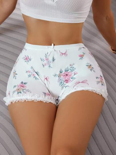 SHEIN قطعة واحدة ملابس داخلية نسائية مزينة بزهرة وفيونكة جميلة