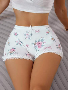 SHEIN قطعة واحدة ملابس داخلية نسائية مزينة بزهرة وفيونكة جميلة