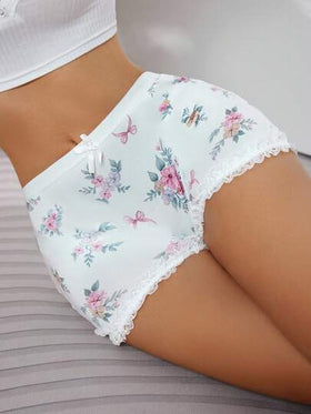 SHEIN قطعة واحدة ملابس داخلية نسائية مزينة بزهرة وفيونكة جميلة