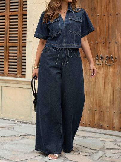 SHEIN Tall CURVE ملابس صيفية وخريفية للمرأة ب، ملابس خريفية للعودة إلى المدرسة وحفلات الترحيب، بأسلوب كاواييي وعصر 2000 للمطار والسفر، بتصميم متواضع وأنيق، بنطلونات جينز واسعة الساق، بنطلونات جينز فضفاضة، بنطلونات ساق واسعة، بنطلونات جينز أم، ملابس خريفية