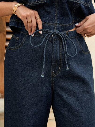 SHEIN Tall CURVE ملابس صيفية وخريفية للمرأة ب، ملابس خريفية للعودة إلى المدرسة وحفلات الترحيب، بأسلوب كاواييي وعصر 2000 للمطار والسفر، بتصميم متواضع وأنيق، بنطلونات جينز واسعة الساق، بنطلونات جينز فضفاضة، بنطلونات ساق واسعة، بنطلونات جينز أم، ملابس خريفية