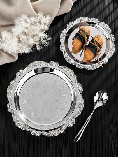 choxila صينية تقديم كعك/معجنات ملكية فاخرة من الفولاذ المقاوم للصدأ بطراز قصري أنيق, أواني مائدة راقية لحفلات و الكوكتيلات و الحفلات الشاي بعد الظهر