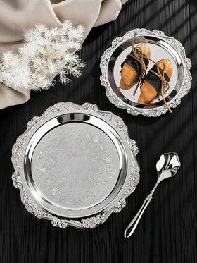 choxila صينية تقديم كعك/معجنات ملكية فاخرة من الفولاذ المقاوم للصدأ بطراز قصري أنيق, أواني مائدة راقية لحفلات و الكوكتيلات و الحفلات الشاي بعد الظهر