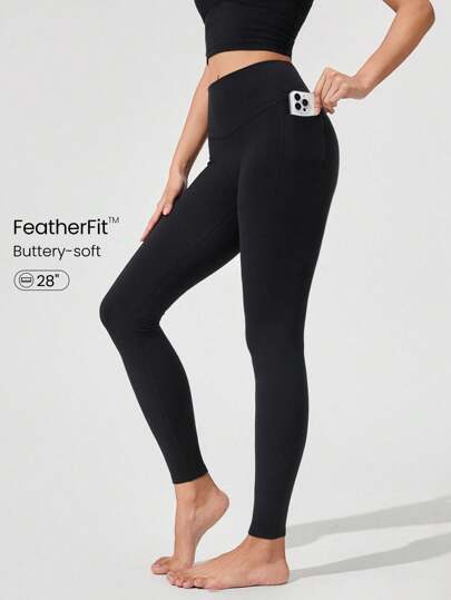 GLOWMODE سروايل رياضية مرنة ماصة للعرق 28\ FeatherFit™ ذات جيوب جانبية مناسبة للحركات اليقظة لليوجا والبيلاتس وألعاب البار، للارتداء اليومي العادي