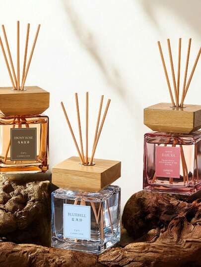 SHEIN زجاجة هدية، معطر منزلي، زجاجة عطر للعائلة للديكور، مناسب للصالة والنوم والمكتب والحمام - معطر هواء أنيق ، موضوع العطلات. 1 موزع ريد بسعة 16.9 أونصة / 500 مل, أعواد روائح