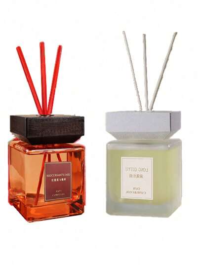 SHEIN زجاجة هدية، معطر منزلي، زجاجة عطر للعائلة للديكور، مناسب للصالة والنوم والمكتب والحمام - معطر هواء أنيق ، موضوع العطلات. 1 موزع ريد بسعة 16.9 أونصة / 500 مل, أعواد روائح