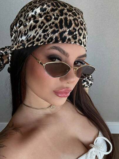 نظارات أزياء للنساء، إطار ذهبي كلاسيكي، نظارات إطار متعدد الأوجه، مناسبة للتصوير الشارعي والتنقل اليومي، نظارات زخرفية، بتصميم هندسي