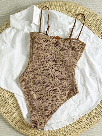 Bikinx بدلة سباحة قطعة واحدة للنساء بطراز بوهيمي صيفي، بياقة حلقة وقصة مستديرة، مناسبة للشاطئ