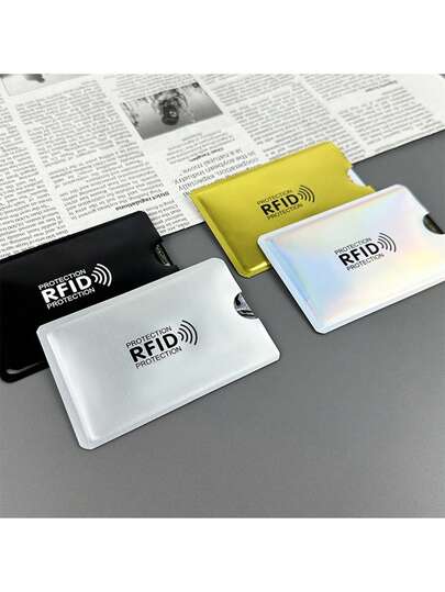 10 قطع واقي بطاقة حجب RFID بألوان عشوائية، حامل بطاقة ائتمان معدني من سبيكة الألومنيوم، أكمام محفظة للبطاقات البنكية/الهوية للنساء، محفظة صغيرة، محفظة، محفظة RFID، محفظة بطاقات
