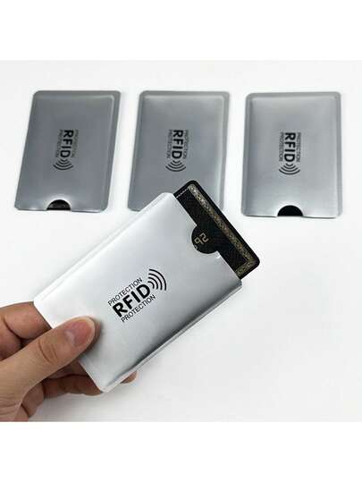 10 قطع واقي بطاقة حجب RFID بألوان عشوائية، حامل بطاقة ائتمان معدني من سبيكة الألومنيوم، أكمام محفظة للبطاقات البنكية/الهوية للنساء، محفظة صغيرة، محفظة، محفظة RFID، محفظة بطاقات