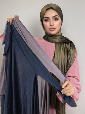 قطعة واحدة من الشريط المعدني اللامع للربط على الحجاب/الوشاح، سهل الارتداء ولا ينزلق، وشاح للفستان