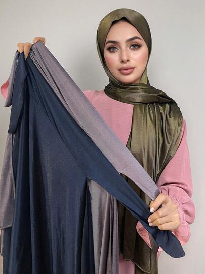 قطعة واحدة من الشريط المعدني اللامع للربط على الحجاب/الوشاح، سهل الارتداء ولا ينزلق، وشاح للفستان