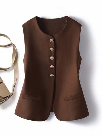 SHEIN LUNE كارديجان نسائي بياقة طاقم أنيق وكاجوال بطراز عتيق