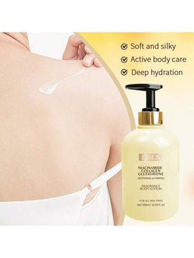 كريم جسم مبيض بالنياسينامايد والكولاجين والجلوتاثيون بحماية SPF 90+، مشرق ومرطب ومغذي للعناية بالجسم، مناسب لجميع أنواع البشرة