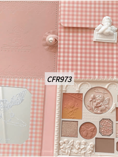 لوحة CHEERFLOR للمكياج المُنقّش بارز، بودرة ظلال العيون المطفأة واللامعة، عالية البياض ، ثابتة لفترة طويلة ، لامعة وناصعة ، خفيفة وناعمة ، بمرآة ، بالإضافة إلى بودرة تبريز الوجه وتحديد الملامح والخدود في لوحة واحدة للمكياج الكامل