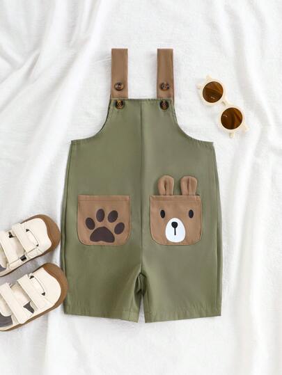 SHEIN Playful Pals بدلة الكلب ذات الجيب لأطفال الصيف