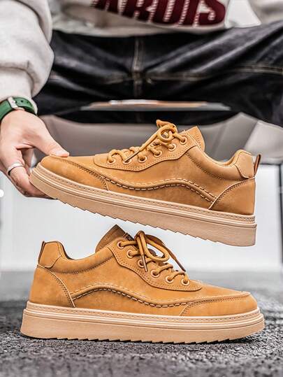 حذاء كاجوال جلدي كلاسيكي للرجال، أحذية براقة عالية الجودة مريحة تناسب الحفلات والتجمعات والرحلات، مع نعل سميك مقاوم للانزلاق، مناسبة للرياضة واللياقة البدنية والموضة الشارعية