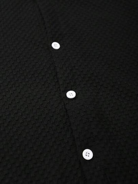 Manfinity Swimmode طقم قميص وشورت أحادي الصدر قصير الأكمام ذو لون واحد للرجال شاطئي