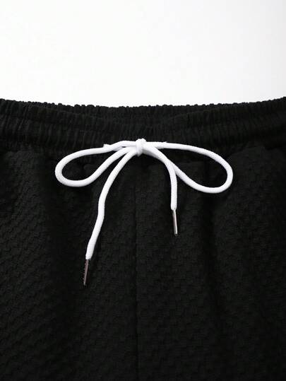 Manfinity Swimmode طقم قميص وشورت أحادي الصدر قصير الأكمام ذو لون واحد للرجال شاطئي