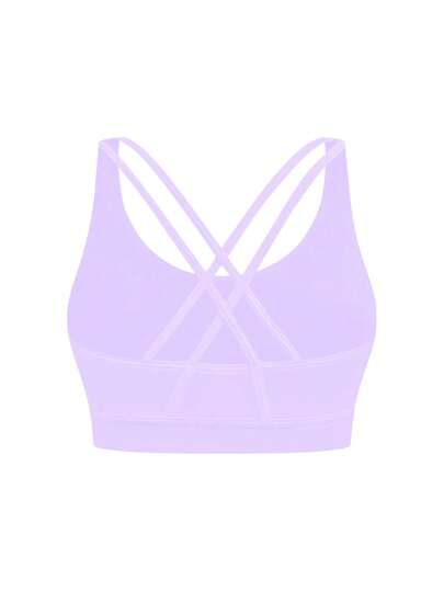 SHEIN ملابس علوية ملابس علوية فاتحة للمراهقات جوانبها مطاطية مرنة للرياضة ، ظهر متقاطع بنمط اليوغا ، صدرية رياضية قابلة للإزالة مبطنة ، ماصة للرطوبة وامتصاص العرق