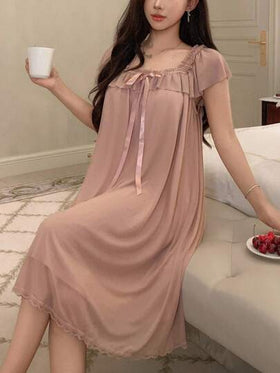 DAZY فستان نوم نسائي خفيف الوزن مكسو بالشبك المجعد رمضان
