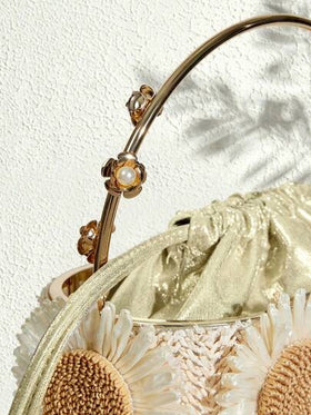 SHECARRY حقيبة يد سهرة نسائية للمساء مع إغلاق سحاب وزخرفة زهور ثلاثية الأبعاد