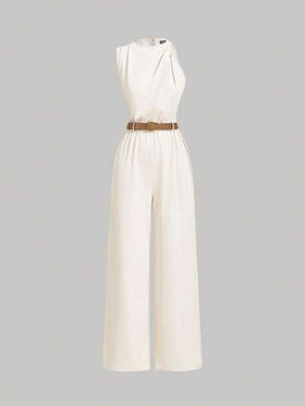 SHEIN MOD جمبسوت قطعة واحدة ذات رقبة عالية وجيب وحزام
