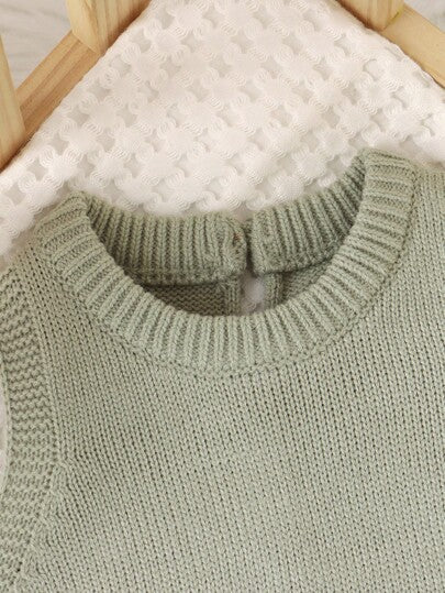 SHEIN جمبسوت رضيع ولد باللون الأخضر | مجموعة سترة وبنطلون، طراز يومي بسيط وعادي، ناعم ومنفذ للهواء مناسب لمرحلة الزحف