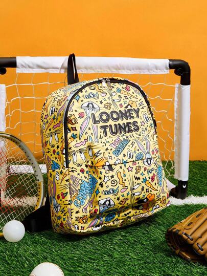 LOONEY TUNES X SHEIN 3 قطع/طقم طريف بنمط رسوم كرتونية حقيبة ظهر، حقيبة للأقلام، حقيبة غداء، حقيبة ظهر متعددة الوظائف، خفيفة الوزن، حقيبة أقلام محمولة، حقيبة غداء سعة كبيرة، مناسبة للكلية والجامعة والمدرسة الإعدادية/الثانوية والخارج والسفر والمدرسة الابتدا