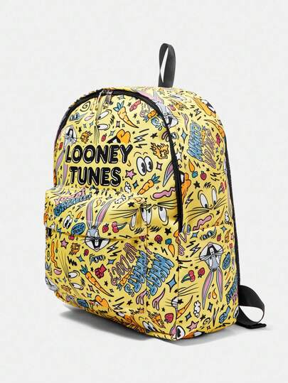 LOONEY TUNES X SHEIN 3 قطع/طقم طريف بنمط رسوم كرتونية حقيبة ظهر، حقيبة للأقلام، حقيبة غداء، حقيبة ظهر متعددة الوظائف، خفيفة الوزن، حقيبة أقلام محمولة، حقيبة غداء سعة كبيرة، مناسبة للكلية والجامعة والمدرسة الإعدادية/الثانوية والخارج والسفر والمدرسة الابتدا