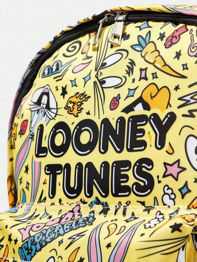 LOONEY TUNES X SHEIN 3 قطع/طقم طريف بنمط رسوم كرتونية حقيبة ظهر، حقيبة للأقلام، حقيبة غداء، حقيبة ظهر متعددة الوظائف، خفيفة الوزن، حقيبة أقلام محمولة، حقيبة غداء سعة كبيرة، مناسبة للكلية والجامعة والمدرسة الإعدادية/الثانوية والخارج والسفر والمدرسة الابتدا