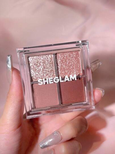 SHEGLAM ظلال العيون Cosmic Crystal Quad-Spellbound 4-Clolor Matte Glitter Eyeshadow Palette Neutral Tone Gold Rose Mauve Shine Glitter Long-Lasting Ultra Pigmented Smooth Blendable Eyeshadow Brown Eyeshadow علامة تجارية جمال مكياج ميكب مستحضرات تجميل للنس