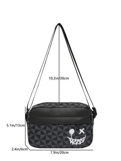 حقيبة رسول رياضية كاجوال مربعة صغيرة للرجال بطبعة منقوشة، حقيبة أعمال، حقيبة كاميرا، ملحقات هالوين، Y2k