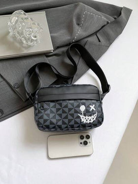 حقيبة رسول رياضية كاجوال مربعة صغيرة للرجال بطبعة منقوشة، حقيبة أعمال، حقيبة كاميرا، ملحقات هالوين، Y2k