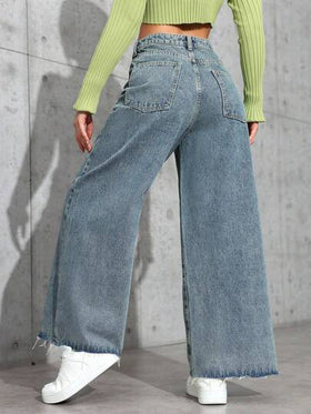 SHEIN ICON جينز ساق مستقيمة مغسول بشكل عادي