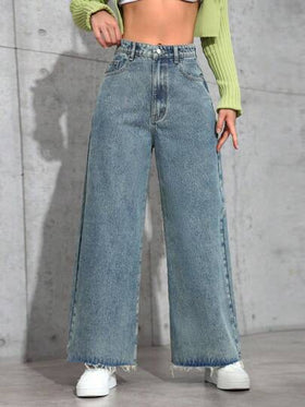 SHEIN ICON جينز ساق مستقيمة مغسول بشكل عادي