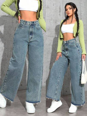 SHEIN ICON جينز ساق مستقيمة مغسول بشكل عادي