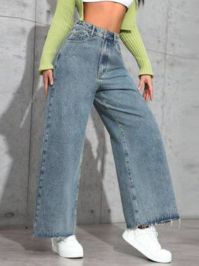SHEIN ICON جينز ساق مستقيمة مغسول بشكل عادي