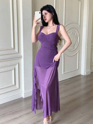 Modelyn فستان نسائي ضيق الخصر بتصميم جذاب حسب الشكل الفرنسي