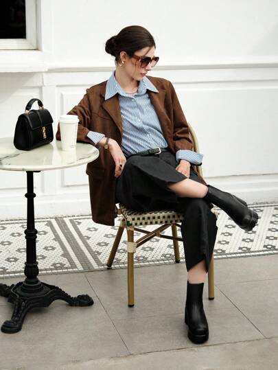 CUCCOO BIZCHIC بوت نسائية موضة بكعب سميك أنيق وكلاسيكي لون أسود، بوت إطار إيليغانت، بوت للعطلات الصيفية، بوت للبيع، أساسيات إيليغانت رسمية وغير رسمية، عيد الميلاد، الخريف، رأس السنة الجديدةرمضان