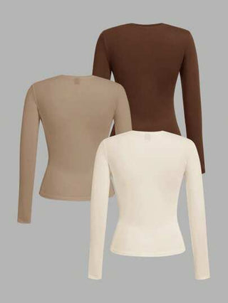 EZwear 3 قطع مجموعة للنساء، طقم تيشرت كاجوال بأكمام طويلة وقبة مستديرة ملائم للربيع والخريف والشتاء