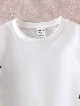 SHEIN مجموعة بنطلون وبلوزة كروشيه بفيونكة ثلاثية الأبعاد بأكمام طويلة وياقة طاقم للفتيات الصغيرات، طقم ملابس أنيق للخريف