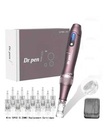 10 قطع مجموعة قلم نحت الجسم الاحترافي، تشمل خراطيش البديل 0.25 مم، قلم نحت الجسم Dr.Pen A10 - قلم نحت الجسم الاحترافي - طقم أدوات نحت الجسم، يشمل 10 قطع خراطيش بديلة 0.25 مم