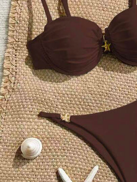 Swim Chiccia طقم ملابس السباحة النسائية المكون من 2 قطع، ملابس علوية تانكيني ب أضرطة قابلة للتعديل ورافعة ومدعم بسوتيان سلس اللون وسروال السباحة، مناسب للصيف والعطلات على الشاطئ