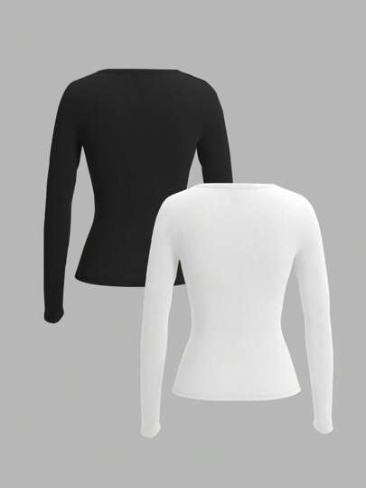 EZwear ملابس علوية أساسي للنساء بأكمام طويلة ضيق وأزرار أمامية، ملابس كاجوال للارتداء اليومي في الربيع، ملابس رمضان