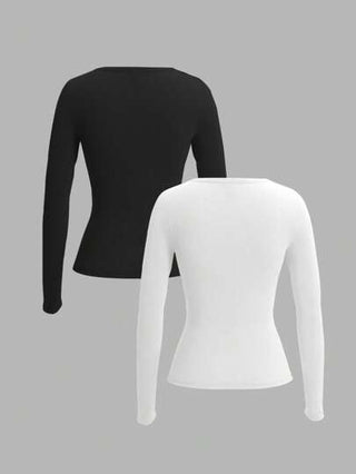 EZwear ملابس علوية أساسي للنساء بأكمام طويلة ضيق وأزرار أمامية، ملابس كاجوال للارتداء اليومي في الربيع، ملابس رمضان