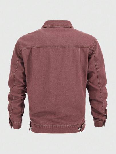 Manfinity Homme جاكيت جينز رسمية فضفاضة و كاجوال من طراز ريترو/فينتاج ، موديل فضفاض ملائم للربيع والخريف
