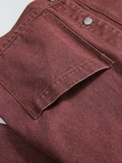 Manfinity Homme جاكيت جينز رسمية فضفاضة و كاجوال من طراز ريترو/فينتاج ، موديل فضفاض ملائم للربيع والخريف