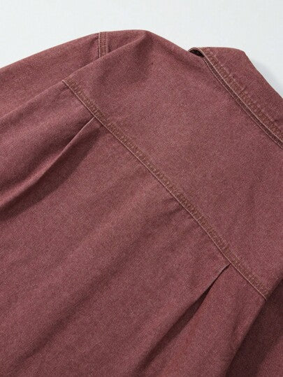 Manfinity Homme جاكيت جينز رسمية فضفاضة و كاجوال من طراز ريترو/فينتاج ، موديل فضفاض ملائم للربيع والخريف