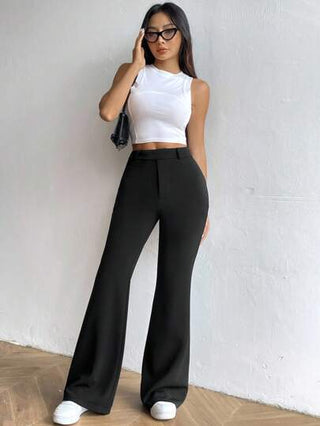 Flirla سراويل ذات خصر عالي وساق جرس ،ملابس رمضان